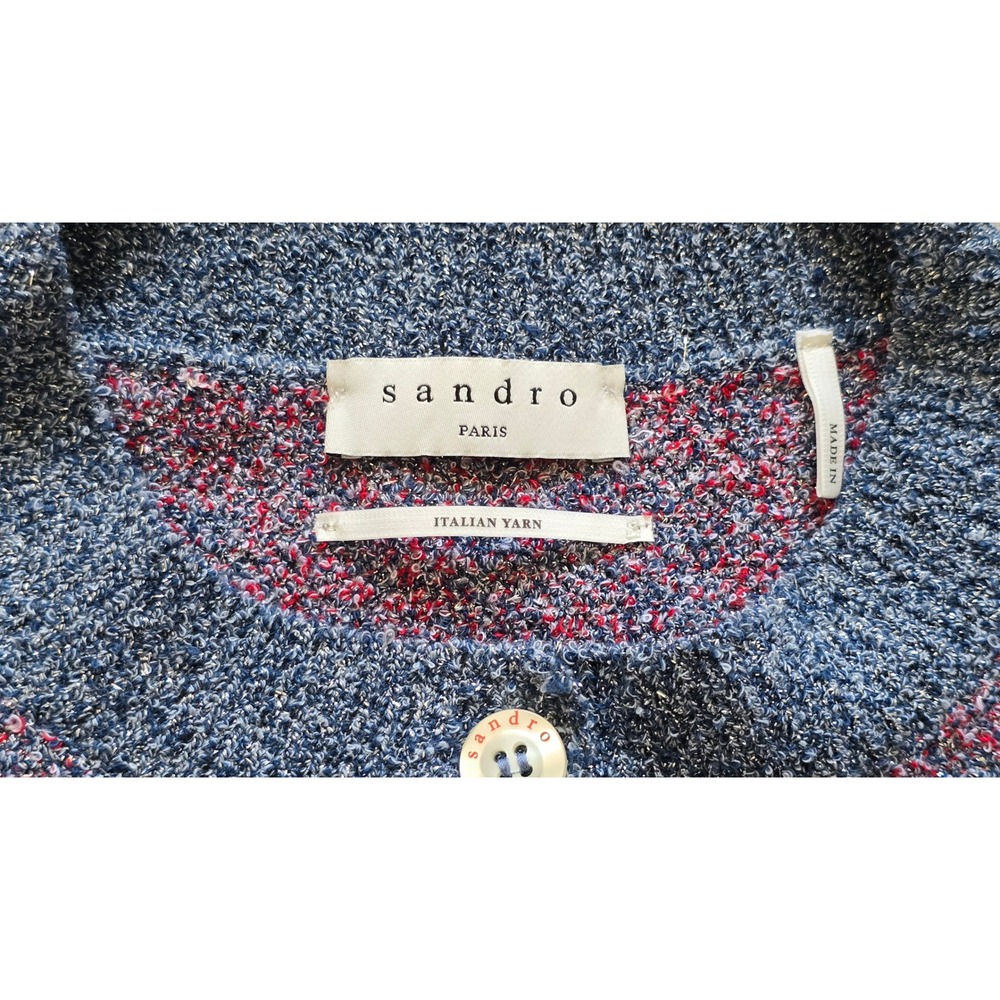 Sandro Paris Women's Cardigan Sweater Italian Yarn Button Front Sz 3 - Picture 3 of 10